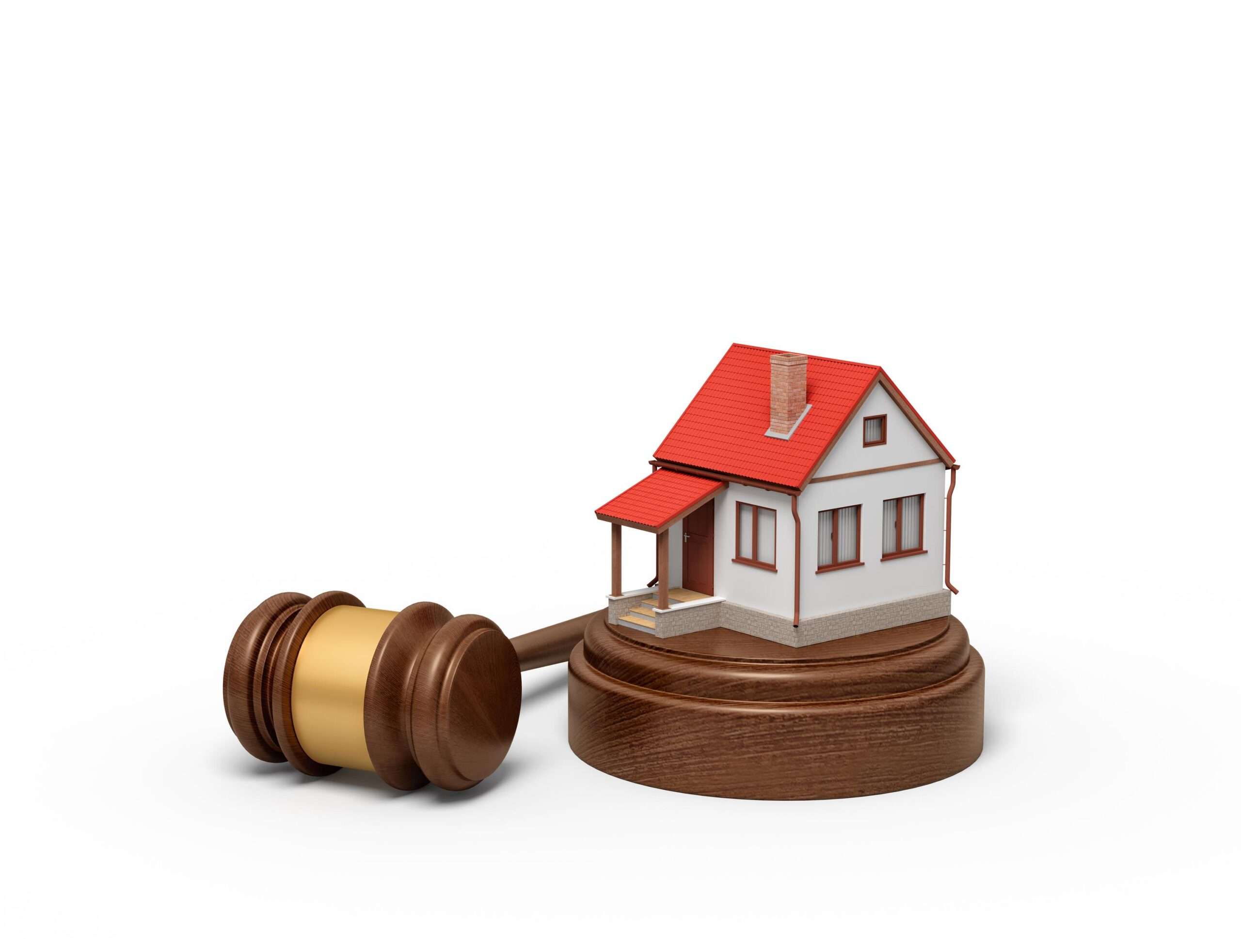 Gavel Next to Small Model House Representing Eviction Law Services